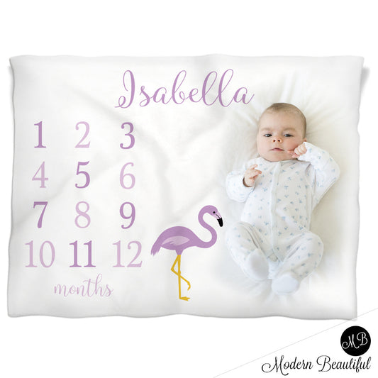 flamingo monthly milestone blanket