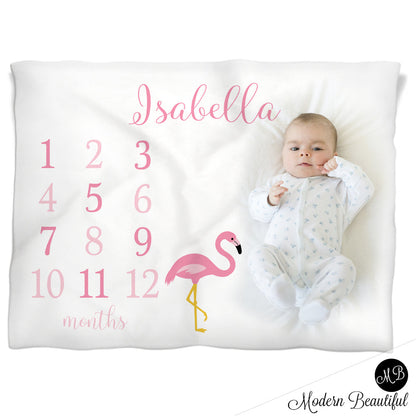 flamingo baby name blanket