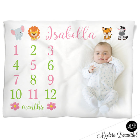 safari baby milestone blanket