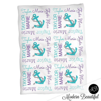 Personalized Anchor Baby Name Blanket Girl