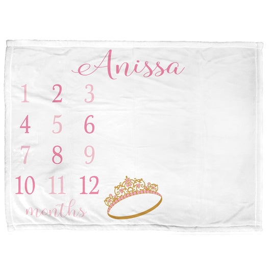 Princess Tiara Milestone Baby Blanket Personalized Baby Growth Photo Blanket