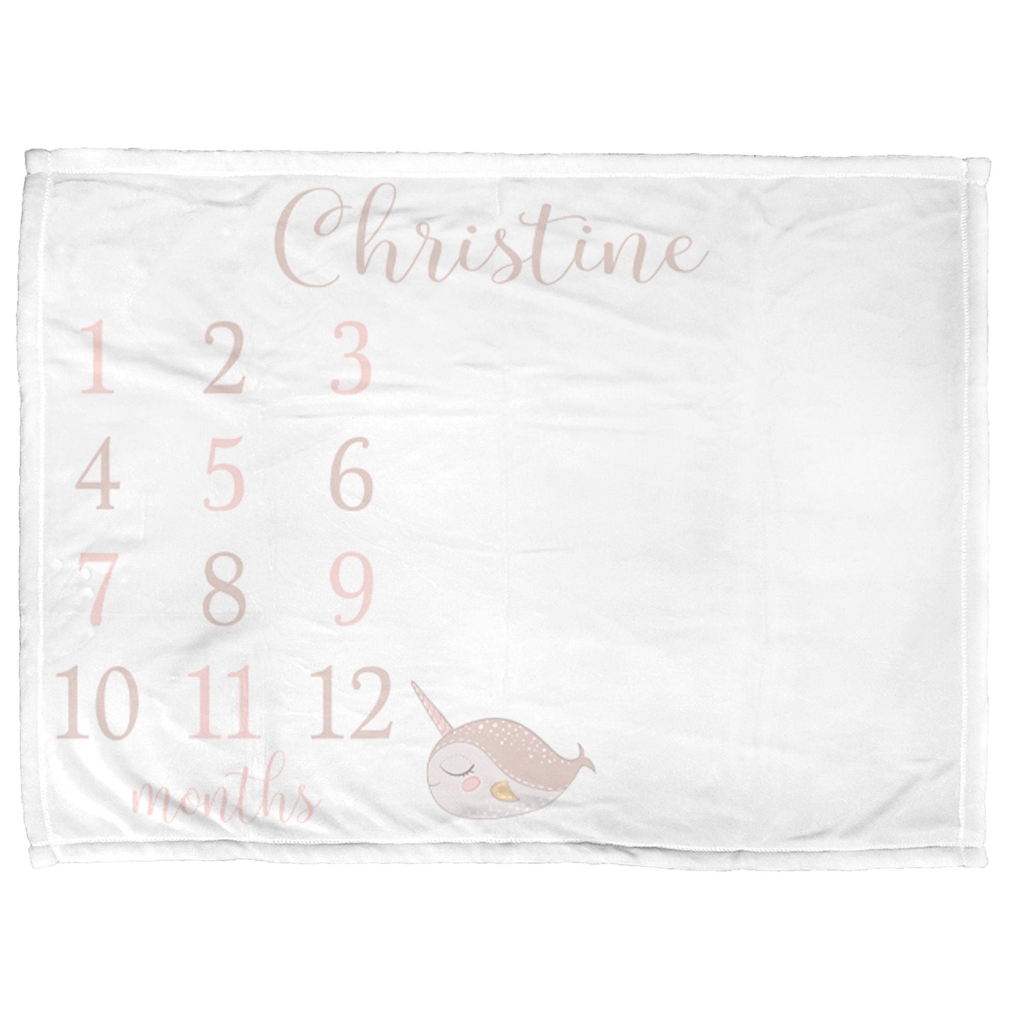 Narwhal Milestone Baby Blanket Personalized Baby Growth Photo Blanket