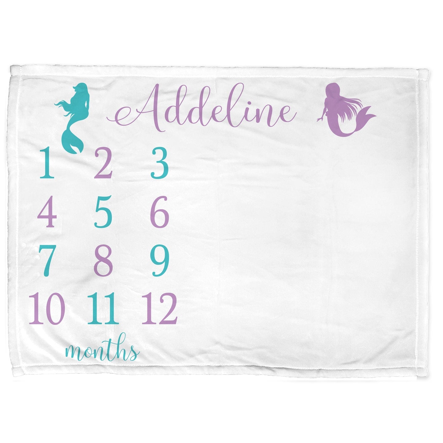 Mermaids Milestone Baby Blanket Personalized Baby Growth Photo Blanket
