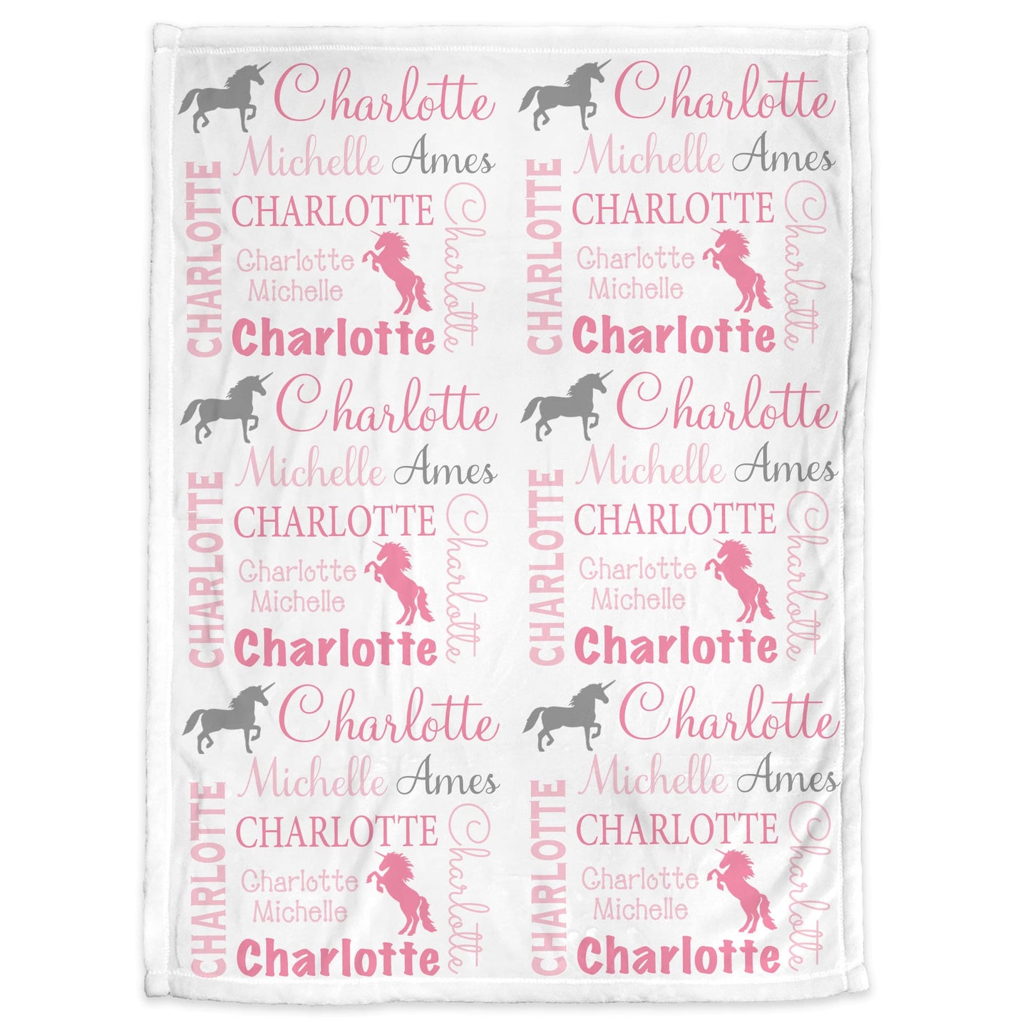 Personalized Horses Baby Name Blanket Girl