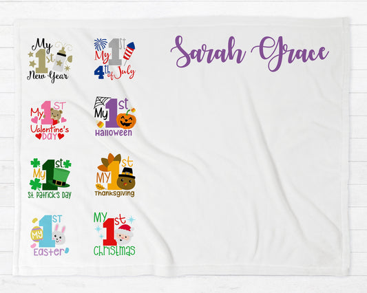 Baby Milestones Baby Blanket Personalized Baby Growth Photo Blanket