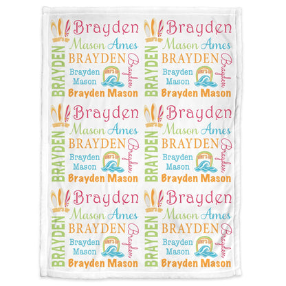 Personalized Surfer Baby Name Blanket