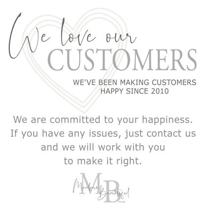 a card saying we love our customers we&#39;ve been making customers happy since 2010