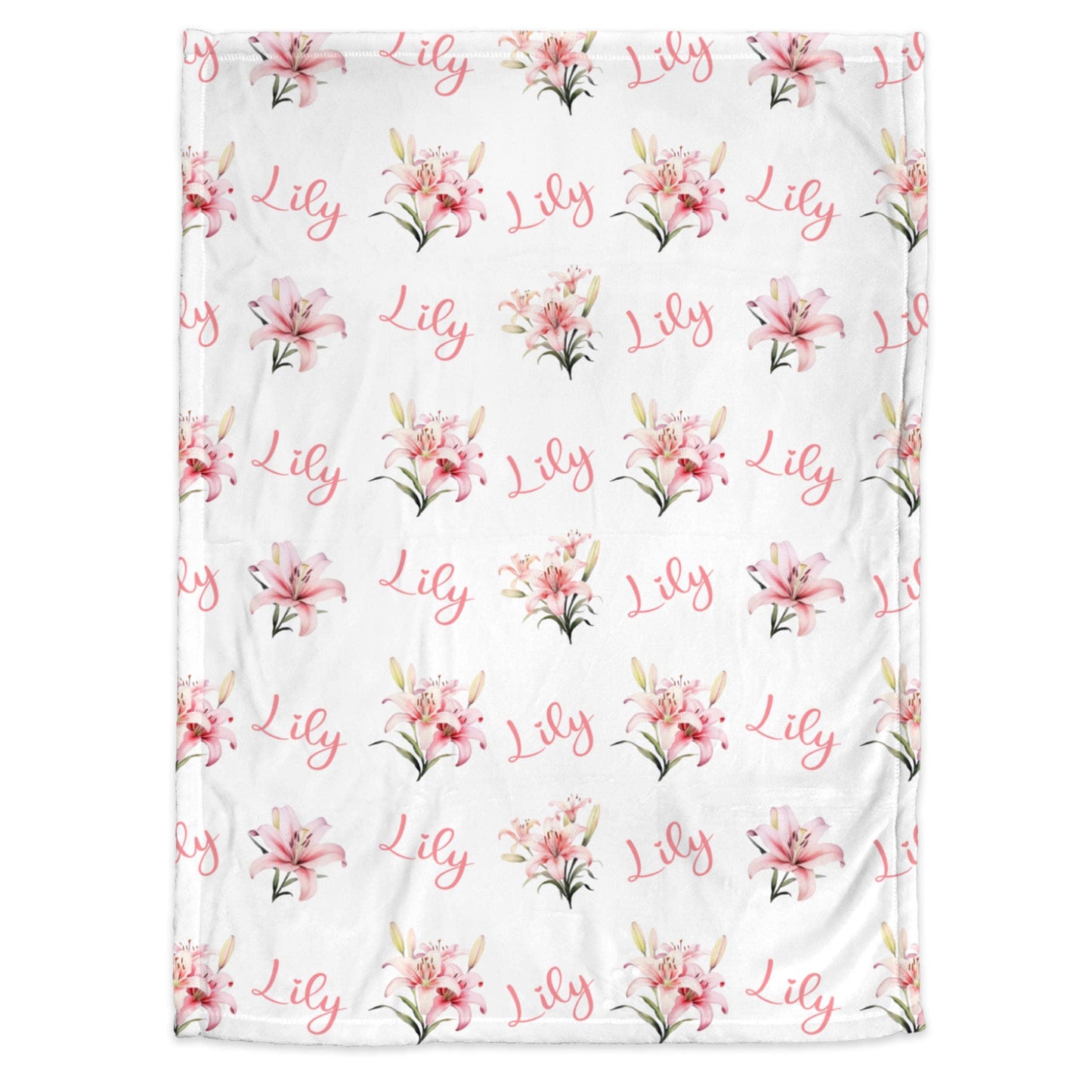 Personalized Jersey Floral Lily Girls Swaddle Baby Name Blanket