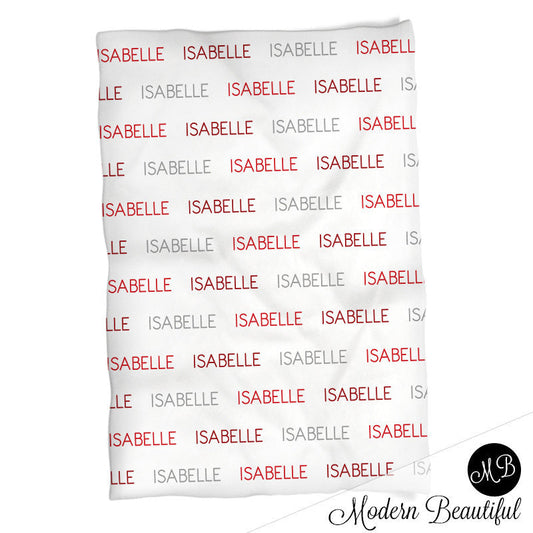 Personalized Baby Name Blanket Boy Red