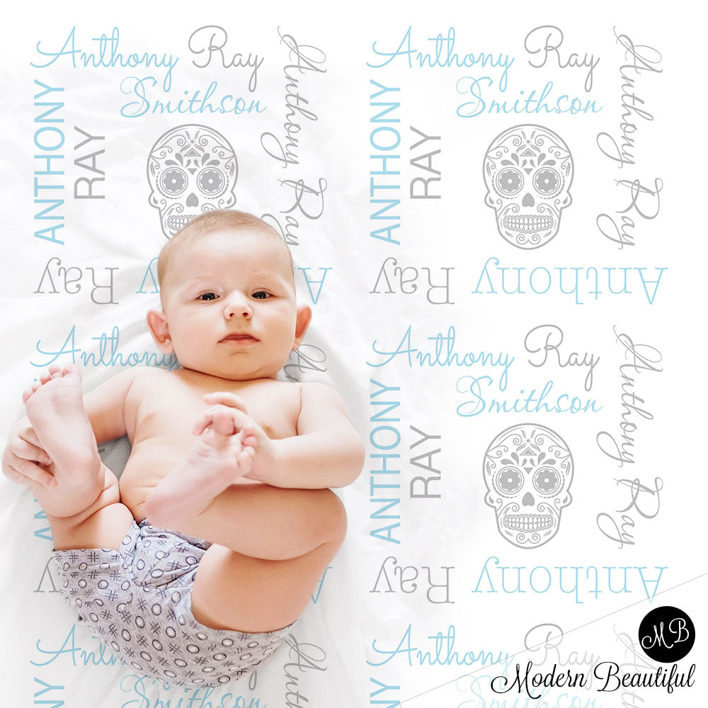 sugar skull baby blanket