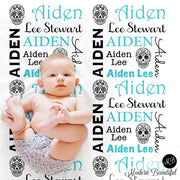 sugar skull baby name blanket