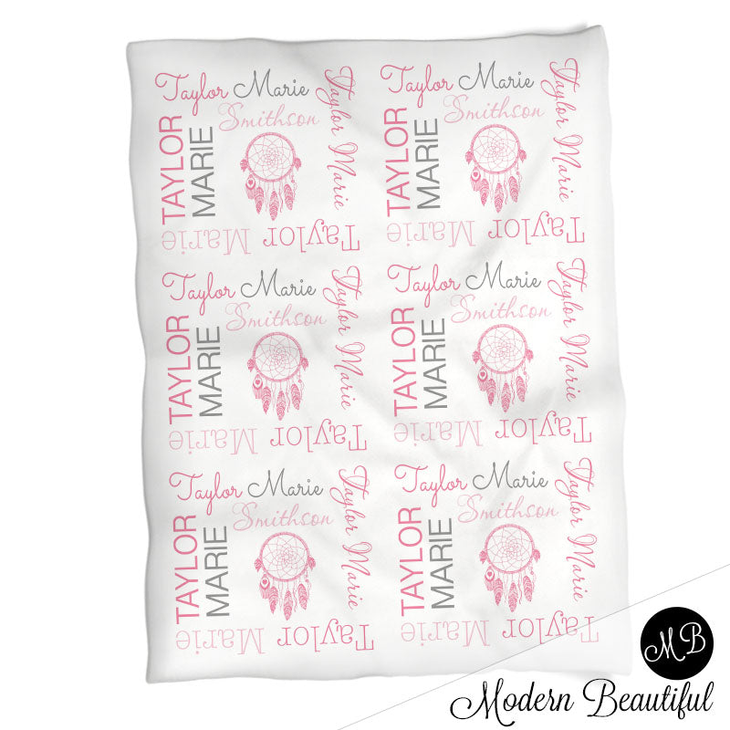 Personalized Dream Catcher Baby Name Blanket Girl
