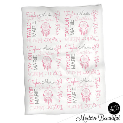 Personalized Dream Catcher Baby Name Blanket Girl