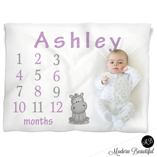 baby girl hippo blanket