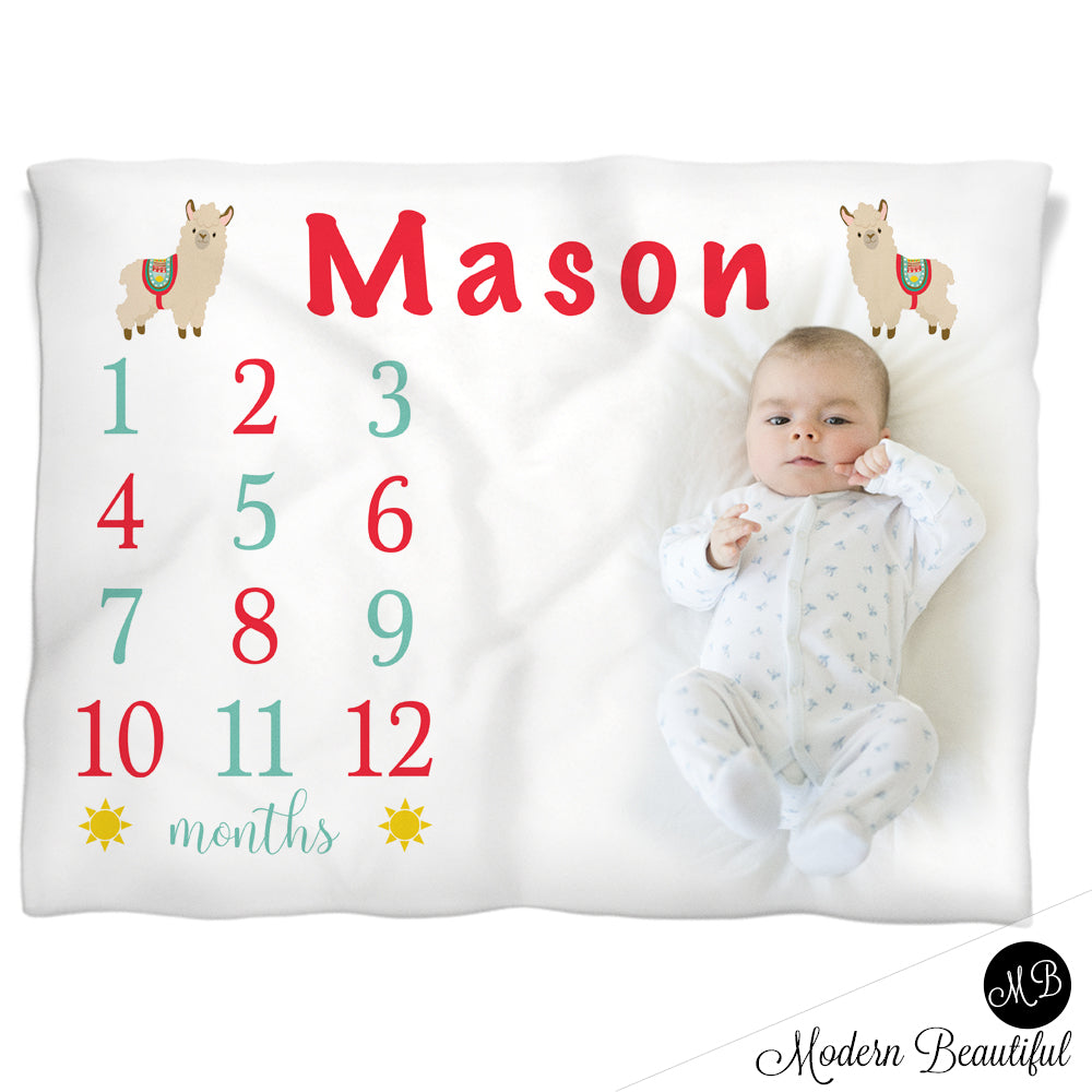 baby boy llama blanket