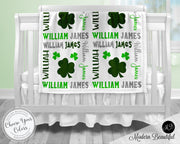 Shamrock clover baby name blanket, shamrock blanket, clover baby blanket, baby swaddling blankets, baby girl or boy, baby name blanket, baby shower gift, personalized baby name blanket(CHOOSE COLORS)