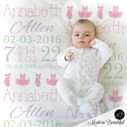 Tutu ballet baby girl stats blanket, pink and mint blanket, girl personalized ballerina baby blanket, baby stats blanket, tutu girl baby blanket, stats swaddle blanket, girl baby shower gift, choose colors