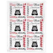 Trucker name blanket in red, diesel baby gift