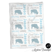 Buffalo baby name blanket, blue and gray, buffalo baby blanket, baby swaddling blankets, baby girl or boy, baby name blanket, baby shower gift, (CHOOSE COLORS)