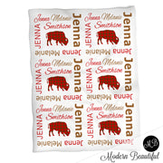 Buffalo baby girl name blanket, pink buffalo swaddling blankets, plaid blanket, buffalo blanket, buffalo baby shower gift, (CHOOSE COLORS