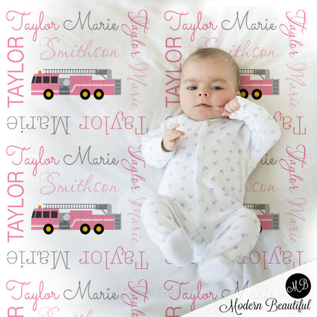 baby girl firetruck blanket