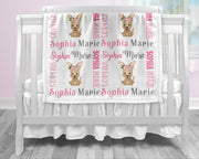 Pretty baby girl kangaroo blanket, pink and gray name blanket, kangaroo swaddling blanket, kangaroo baby gift, girl baby shower gift, choose colors