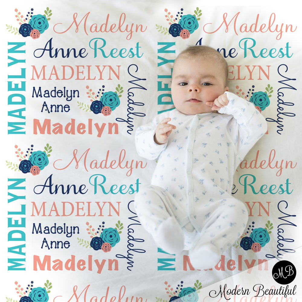 Baby girl chic flower blanket