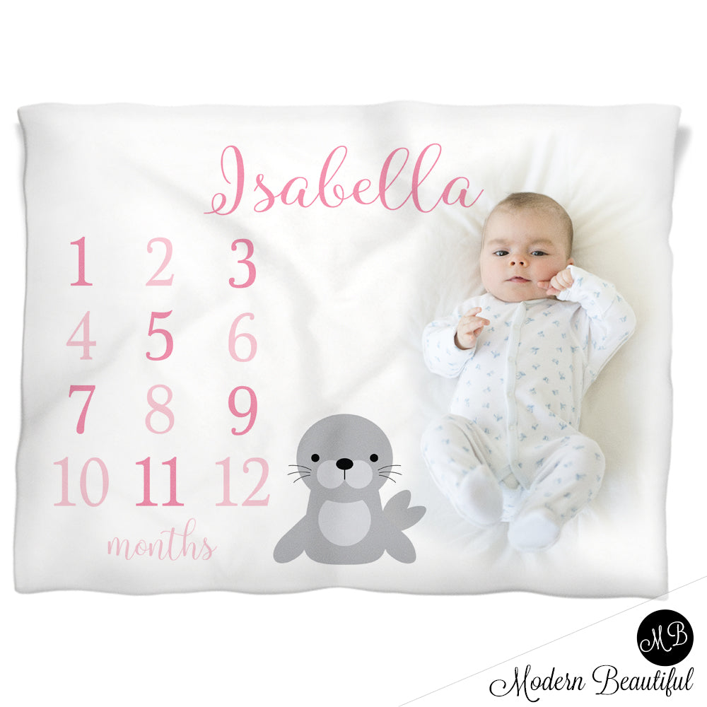 baby girl seal baby blanket