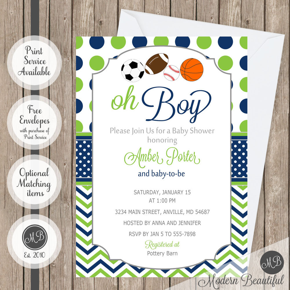 all star sports baby shower invitation