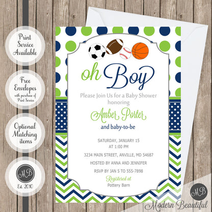 all star sports baby shower invitation