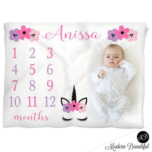 baby girl unicorn baby name blanket