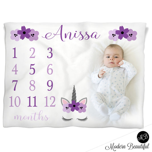 baby girl unicorn baby name blanket,