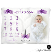 baby girl unicorn baby name blanket,