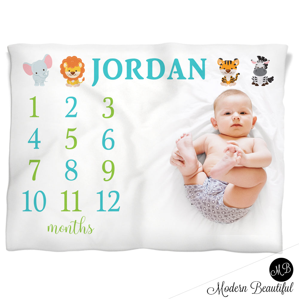 safari baby milestone blanket