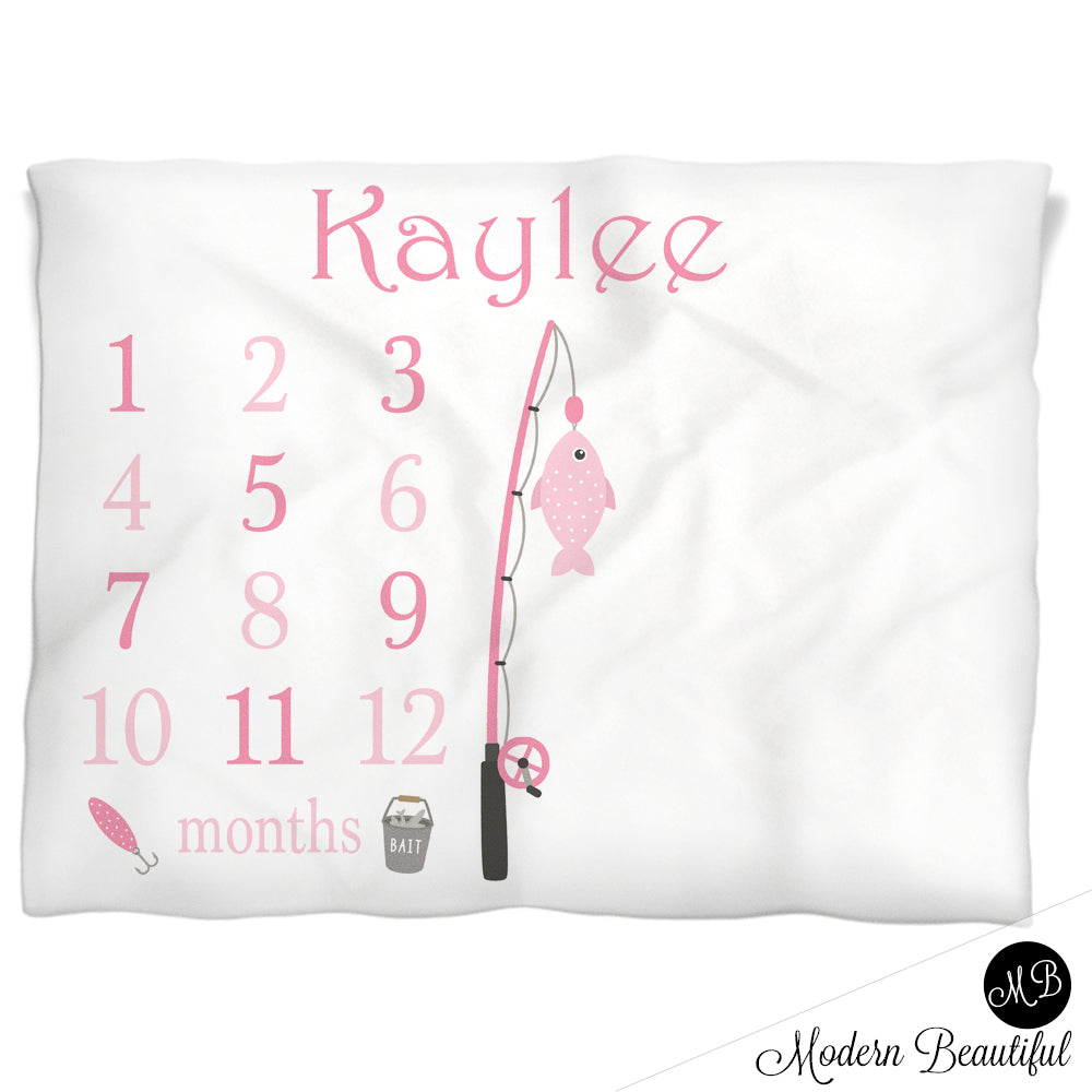 Girl Fishing Milestone Blanket