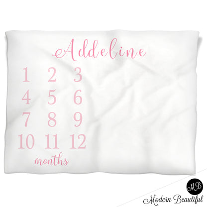 Milestone Blanket Name Blanket Pink