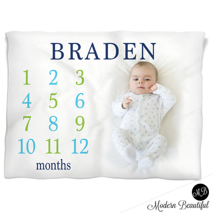 Boy Monthly Milestone Blanket