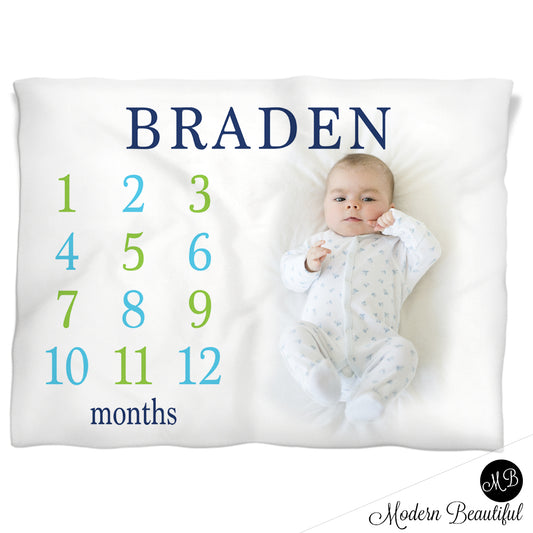 Boy Monthly Milestone Blanket