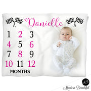 racing flag baby girl blanket