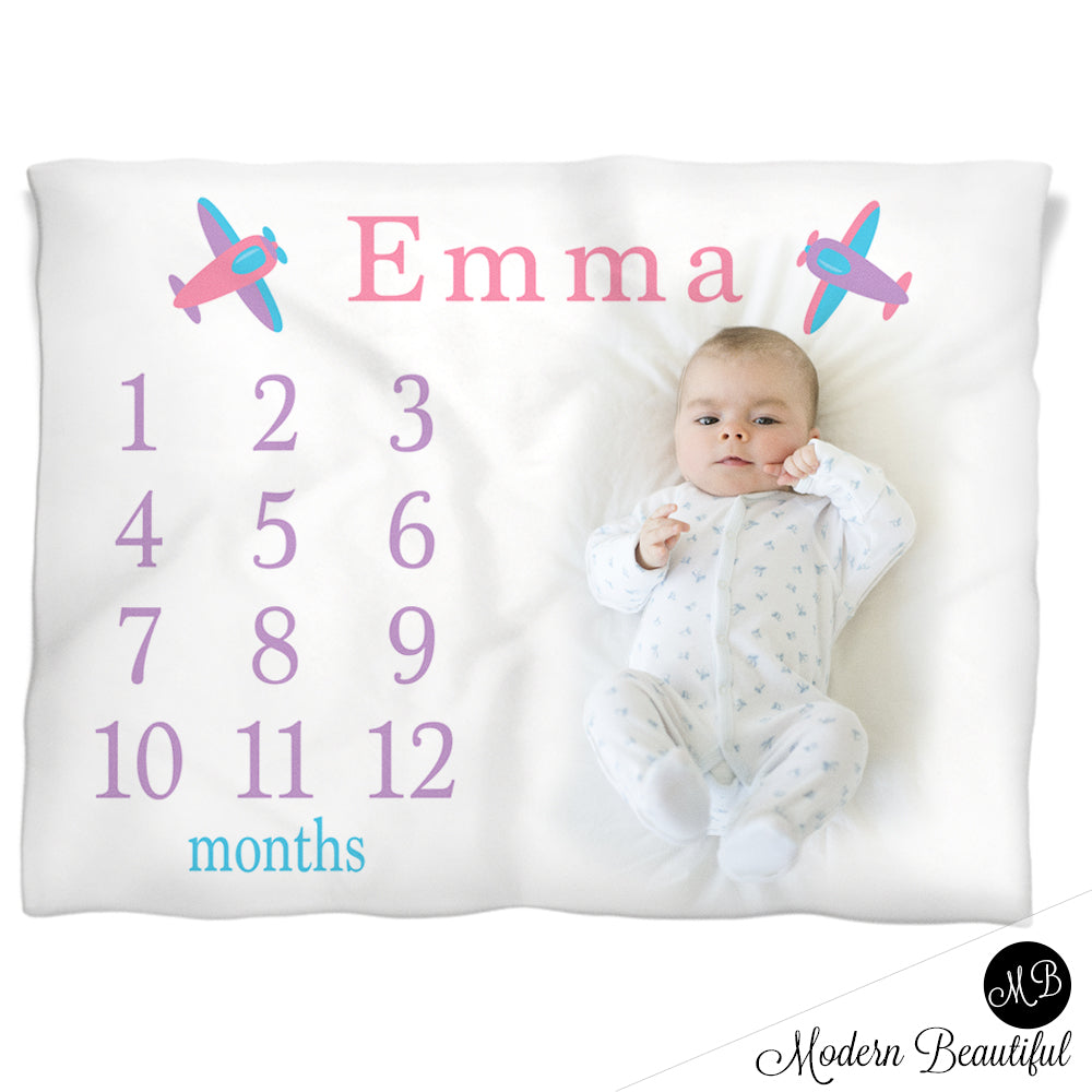  girl airplane baby blanket