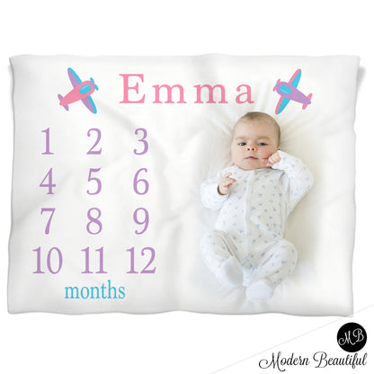  girl airplane baby blanket