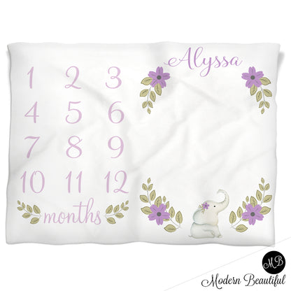 Girl Floral Monthly Milestone Blanket