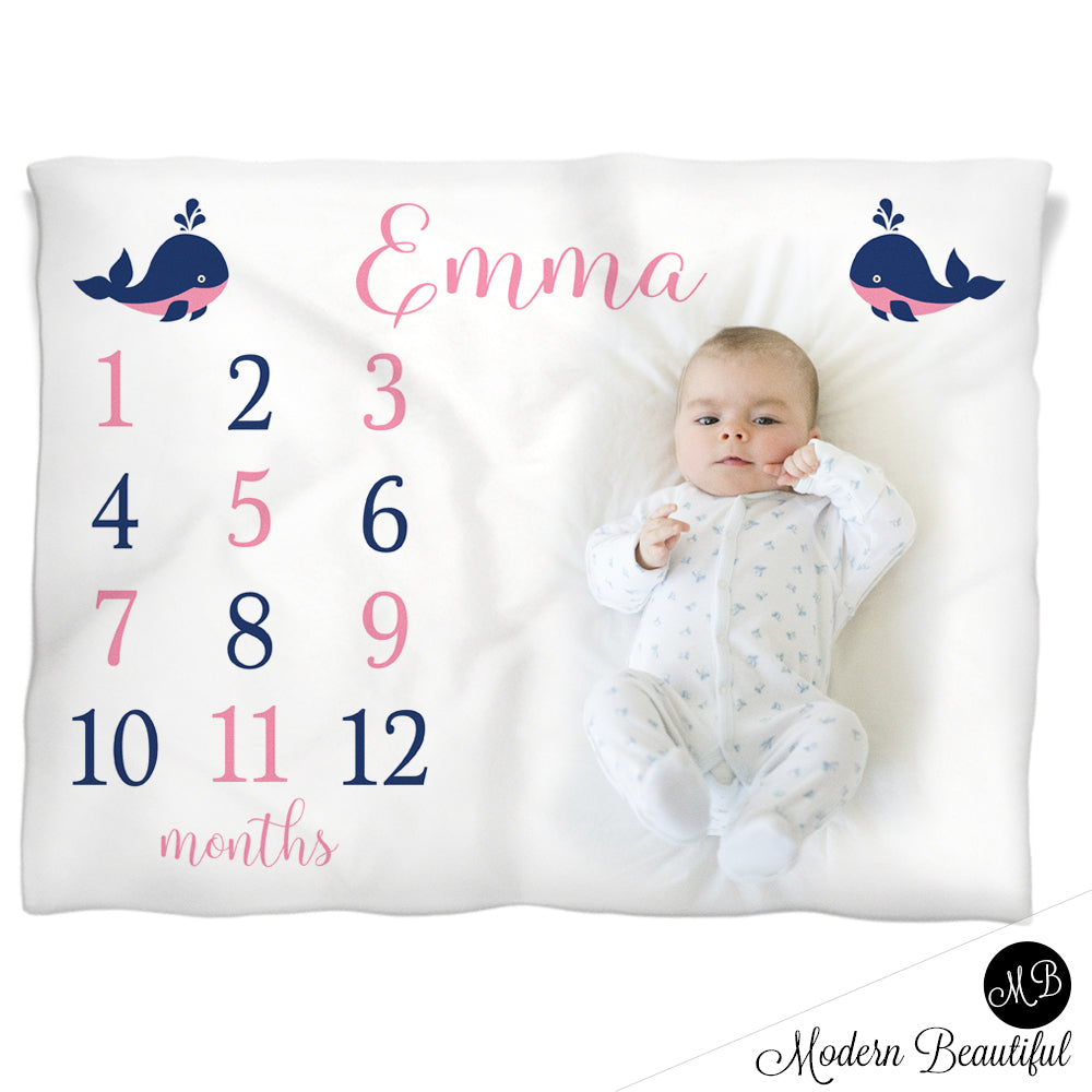 whale baby name blanket