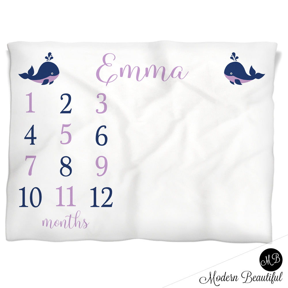 Whale Monthly Milestone Blanket