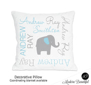 baby elephant throw pillow