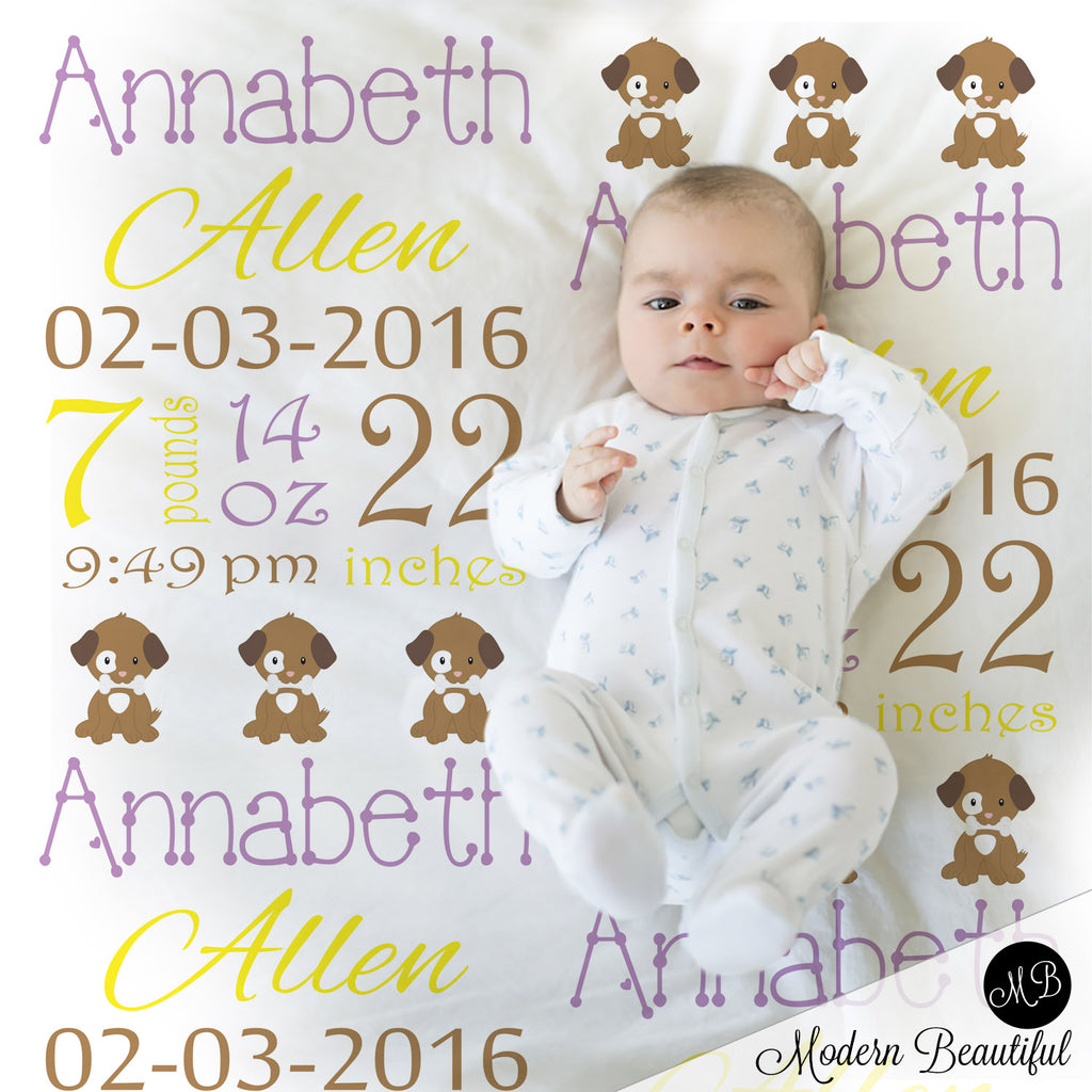 puppy baby girl name blanket