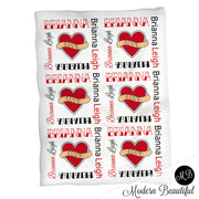 Tattoo LOVE baby name blanket, tattoo theme baby blanket, tattoo baby gift, old school, retro, rockabilly, punk, girl or boy baby blanket (CHOOSE COLORS)