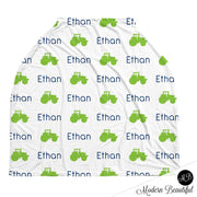 Tractor baby boy or girl car seat canopy covers, tractor baby gift, green and white, custom infant car seat cover, personalized baby name carseat cover, nursing privacy cover, shopping cart cover, high chair cover (CHOOSE COLORS)