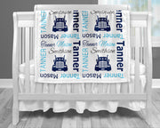 Baby boy trucker name blanket, personalized boy diesel baby gift, truck driver theme blanket, boy name blanket, personalized blanket, (CHOOSE COLORS)