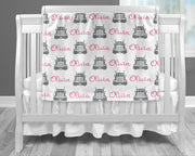 Baby girl trucker name blanket